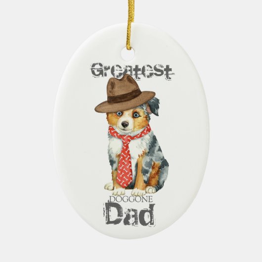 Mini American Shepherd Vater Keramik Ornament (Vorne)