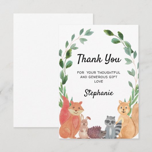 Mini Animals Baby Dusche Danke Karte (Vorne/Hinten)