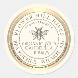 Mini Apiary Heraldic Bee Lip Balm oder Candle Labe Runder Aufkleber