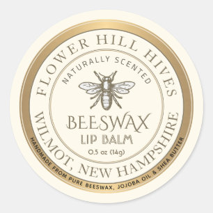 Mini Apiary Heraldic Bee Lip Balm oder Candle Labe Runder Aufkleber