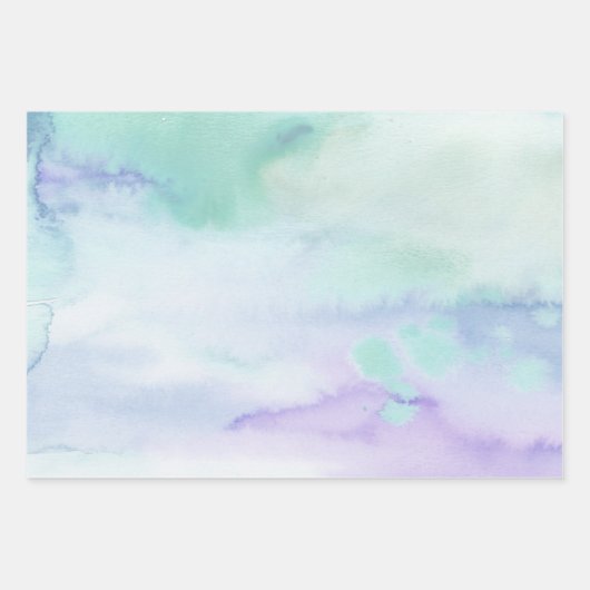 Mini Aqua Blue Gefärbte Krawatte Wasserfarbe Geschenkpapier Set (Vorderseite 2)