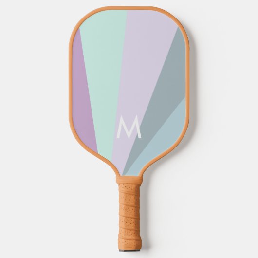 Mini Aquamarin Sorbet Monogram Modernes Personalis Pickleball Schläger (Vorderseite)