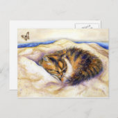Mini Art Calico Cat Schlafen Postkarte (Vorne/Hinten)