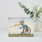 Mini Art Cat Bicycle AltModisch Postkarte (Stehend Vorderseite)