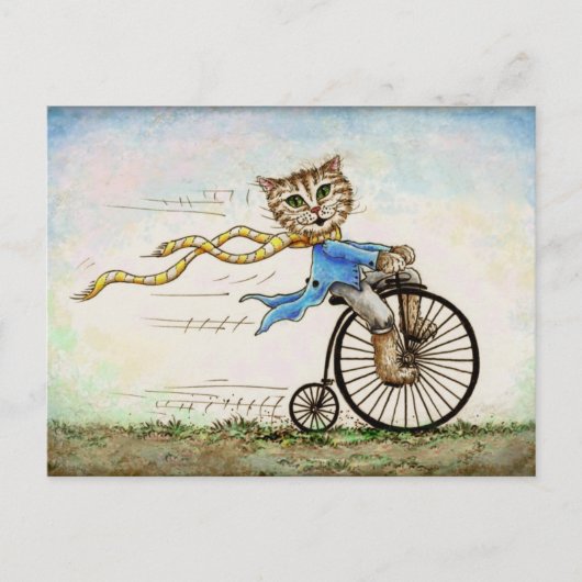 Mini Art Cat Bicycle AltModisch Postkarte (Vorderseite)