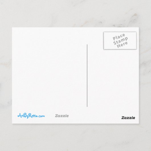 Mini Art Cat & Bird & Moon Postkarte (Rückseite)