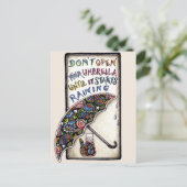 Mini Art Cat Schirm Zitat Postkarte (Stehend Vorderseite)