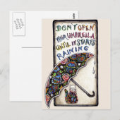 Mini Art Cat Schirm Zitat Postkarte (Vorne/Hinten)