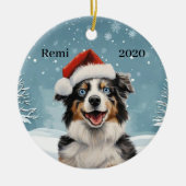 Mini Aussie 2 Keramik Ornament (Vorne)