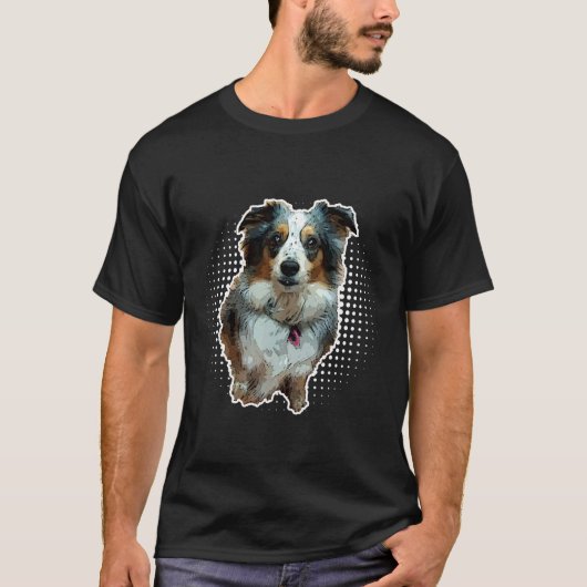 Mini Aussie Australian Shepherd Niedlich Dog T-Shirt (Vorderseite)