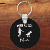 Mini Aussie Mom Australian Shepherd Dog Dinosaur W Schlüsselanhänger (Vorderseite)