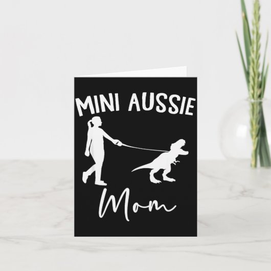 Mini Aussie Mutter Australian Shepherd Hund Dinosa Karte (Vorderseite)
