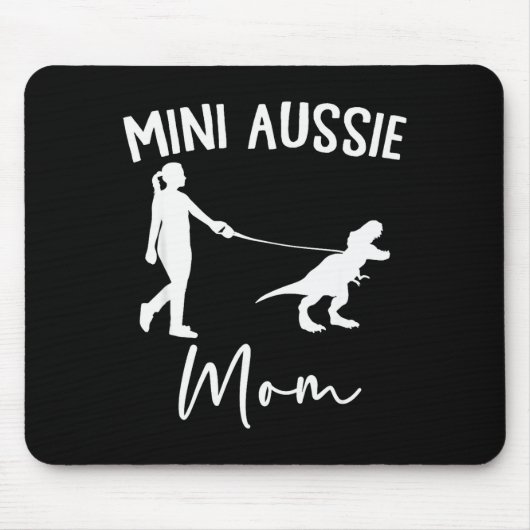 Mini Aussie Mutter Australian Shepherd Hund Dinosa Mousepad (Vorne)