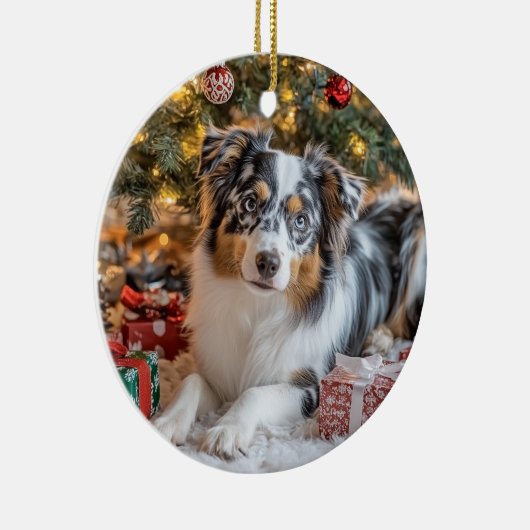 Mini Australian Shepherd Keramik Ornament (Rechts)