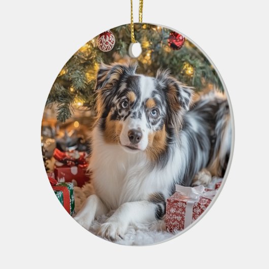 Mini Australian Shepherd Keramik Ornament (Links)
