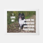 Mini-australischer Hirte, schwarze Liebe w pic Fußmatte (Vorderseite)