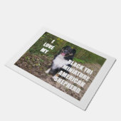 Mini-australischer Hirte, schwarze Liebe w pic Fußmatte (Schrägansicht)