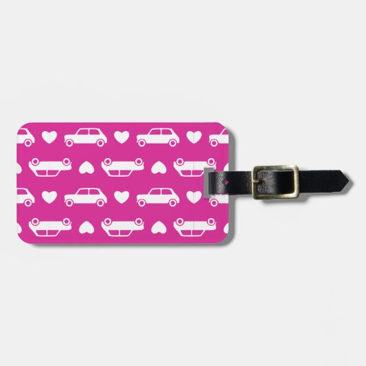 Mini Auto Herzen Rosa Gepäckanhänger (Vorderseite horizontal)