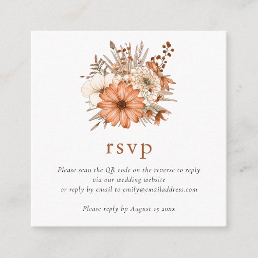 Mini Autumn Florals QR Code Wedding Online UAWG Begleitkarte (Vorderseite)