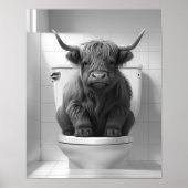 Mini Baby Highland Kuh auf Toilette Badezimmer Poster (Vorne)