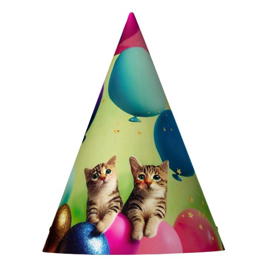 Mini Balloon Kitty Pair - Birthday Party Hat Partyhütchen (Vorderseite)