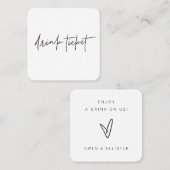 Mini Bar Free Drink Ticket Hochzeitskarte Token (Vorne/Hinten)