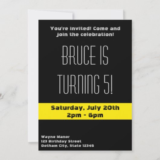 Mini Batman Sketch Einladung (Rückseite)