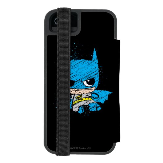 Mini Batman Sketch Incipio iPhone Geldbeutel-Hülle (Folio Rückseite)