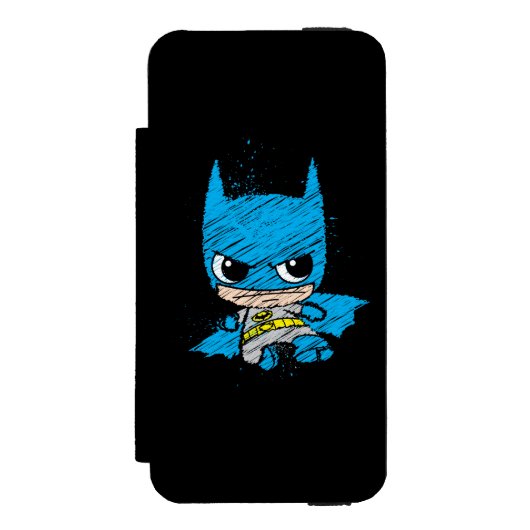 Mini Batman Sketch Incipio iPhone Geldbeutel-Hülle (Folio Vorderseite)