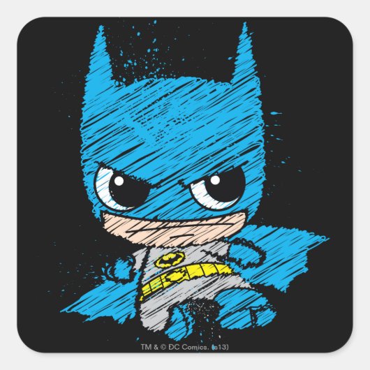 Mini Batman Sketch Quadratischer Aufkleber (Vorderseite)