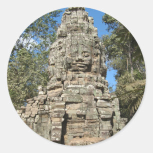 Mini Bayon ... Ta Prohm, Siem Reap, Kambodscha Runder Aufkleber