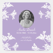 Mini-Begräbnis-Lesezeichen der weißen Wildblume Quadratischer Aufkleber (Vorderseite)