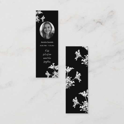 Mini-Begräbniskarte der weißen Wildblume Lesezeich Mini Visitenkarte (Vorne/Hinten)