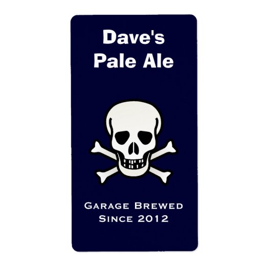 Mini-Bier-Etikett für Schädel und Knochen (Vorne)