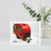 Mini Bike Camper Ladybug Art Postkarte (Stehend Vorderseite)