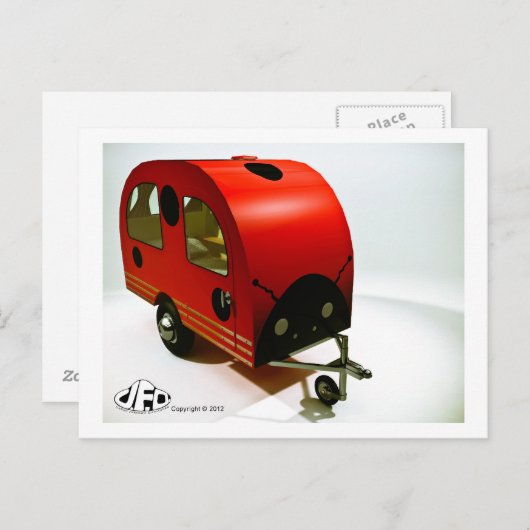 Mini Bike Camper Ladybug Art Postkarte (Vorne/Hinten)
