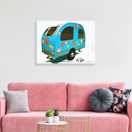 Mini Bike Camper Stretched Canvas Print Leinwanddruck (Insitu (Wohnzimmer))