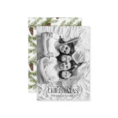 Mini Black & White Foto Pine Cone Frohe Weihnachte Mitteilungskarte (Vorderseite/Rückseite Beispiel)