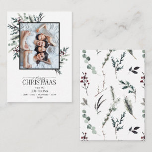 Mini Black Winter Botanisches Foto Frohe Weihnacht Mitteilungskarte