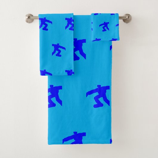 Mini Blaue Laufende Männer Blau Badhandtuch Set (Insitu)