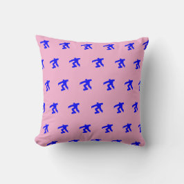 Mini Blaue Laufende Männer Rosa Kissen