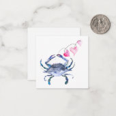 Mini Blue Crabs Valentinstag Cards Mitteilungskarte (Vorderseite/Rückseite Beispiel)