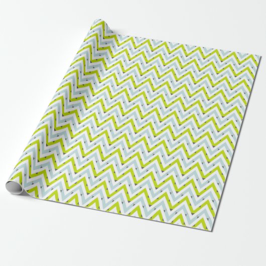 Mini Blue & Green Zickzack Geometric Muster Geschenkpapier (Ungerollt)