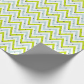 Mini Blue & Green Zickzack Geometric Muster Geschenkpapier (Ecke)