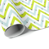 Mini Blue & Green Zickzack Geometric Muster Geschenkpapier (Rolleneckpunkt)