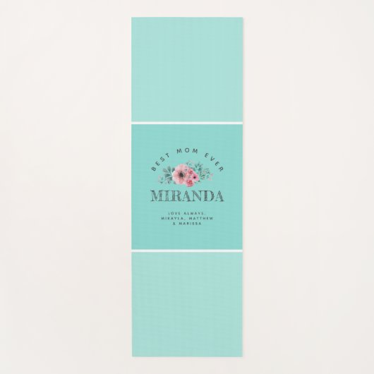 Mini Blue Monogram Beste Mama je Personalisiert Yogamatte (Vorderseite)