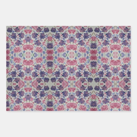 Mini Blue Moon Floral Wrapping Paper Geschenkpapier Set (Vorderseite 3)