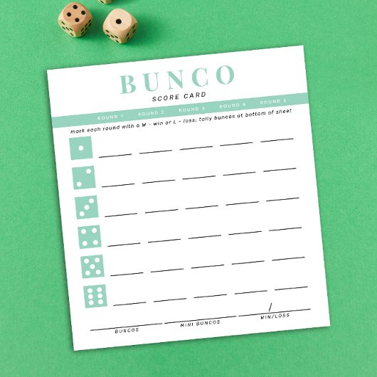 Mini Blue und White Bunco Score Card Notizblock