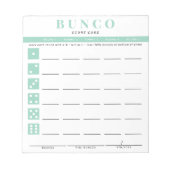 Mini Blue und White Bunco Score Card Notizblock (Vorderseite)