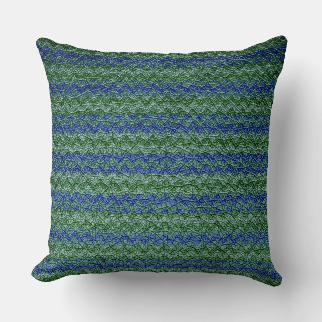 Mini Blue Zickzack Stripes Muster Kissen (Vorderseite)